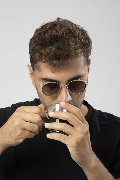 Siperlikli Round Metal Erkek Güneş Gözlüğü - Resim 2