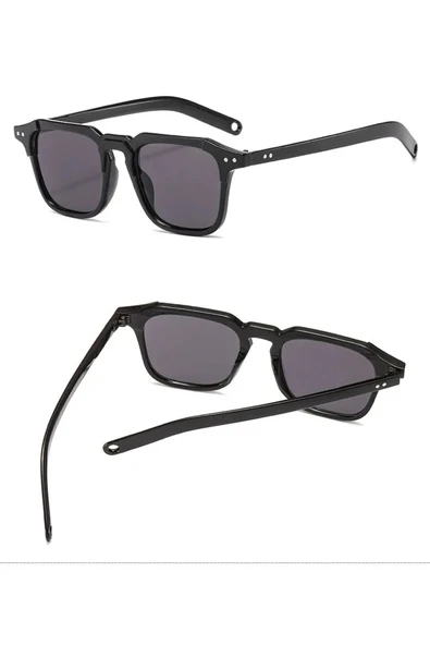 Kare Stil İki Noktalı Retro Erkek Güneş Gözlüğü - Resim 2