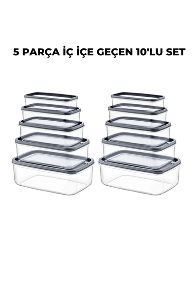 10'lu Dikdörtgen Şeffaf Saklama Kabı Seti - 3