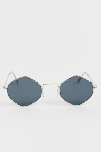 Dik Kare Kadın Gümüş-siyah Güneş Gözlüğü - Resim 2