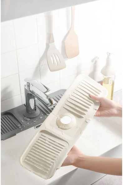 Silikon Musluk Sıçrama Mat Banyo - Mutfak - Zemin Mat Musluk Su Geçirmez Drenaj Mat - 3