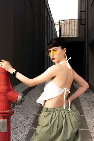 Metal Çerçeve Cateye Sarı Kadın Güneş Gözlüğü - Resim 3