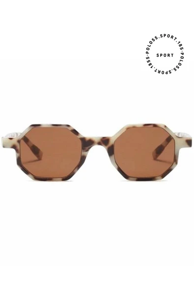 Leopar Desenli Kahverengi Cam Kadın Güneş Gözlüğü - Resim 2