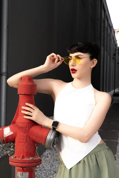 Metal Çerçeve Cateye Sarı Kadın Güneş Gözlüğü ürün görseli