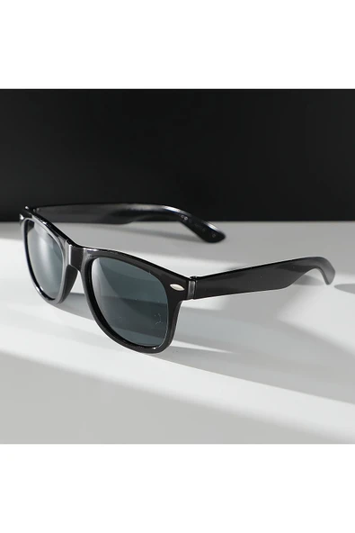 Wayfarer Eğimli Siyah Erkek Güneş Gözlüğü - Resim 2