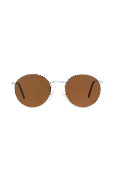 Polarize Round Metal Gümüş-Kahverengi Yuvarlak Kadın Güneş Gözlüğü - 2