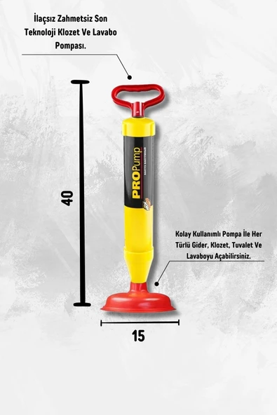 Ergonomik Klozet-Banyo-Lavabo-Gider Açma Pompası- Tıkanıklık Açma Pompası - 2