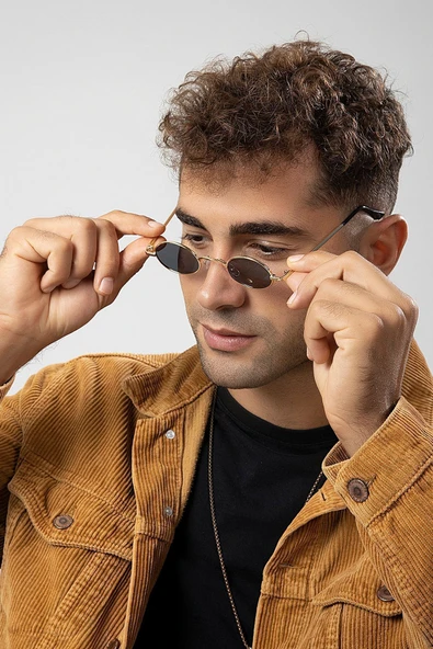 Minimal Retro Elips Erkek Güneş Gözlüğü - Resim 2