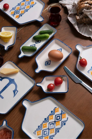 Marmaris Desenli Stackable 6 Kişilik Kahvaltı Tabak Seti - 3