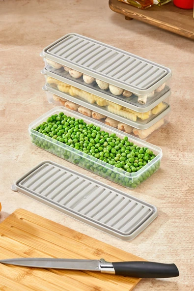 Buzdolabı Ve Mikrodalga Saklama Kabı - Bej Buzdolabı Organizeri 4x 1000ml - 3