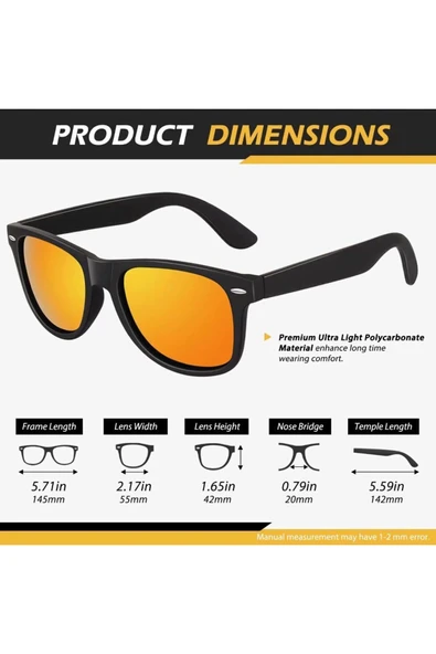 Xed Ayna Lens Siyah Wayfarer Erkek Güneş Gözlüğü - 3