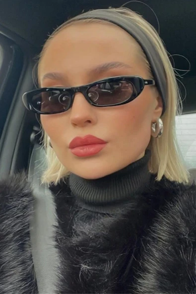 Siyah Menteşeli Cat Eye Oval Kadın Güneş Gözlüğü ürün görseli