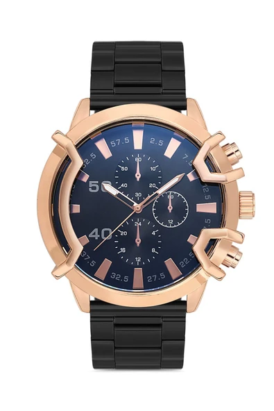 Siyah Klasik Kadran Metal Kordon Erkek Kol Saati - 2