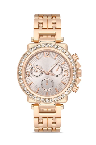 Dekoratif Kadran Taşlı Tasarım Metal Kordon Kadın Kol Saati - 2