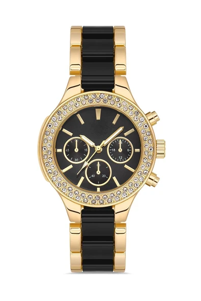 Siyah Taşlı Dekoratif Kadran Şık Kadın Kol Saati - 2