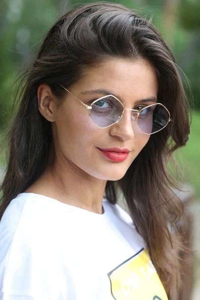 Dik Kare Mavi Kadın Güneş Gözlüğü - Resim 2