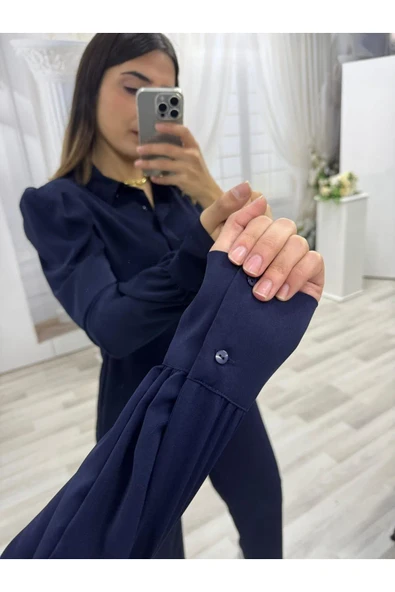 Vatkalı Klasik Gömlek - LACİVERT - 4