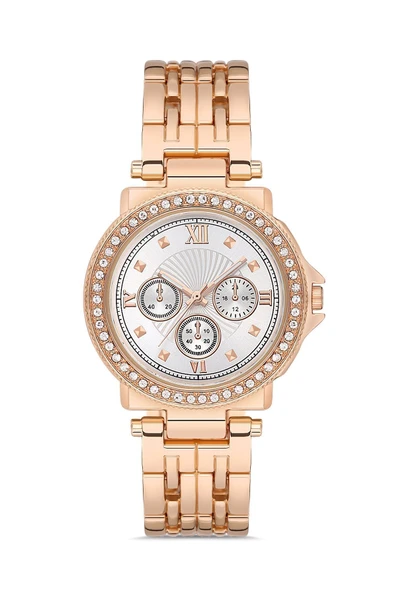 Dekoratif Kadran Taşlı Tasarım Metal Kordon Kadın Kol Saati - 2