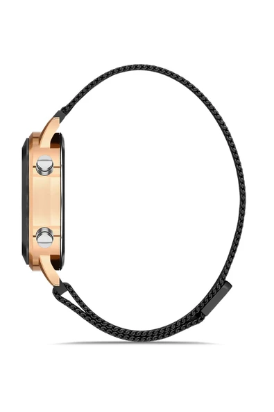 Rose-Gold Dijital Hasır Kordon Kadın Kol Saati - Resim 2