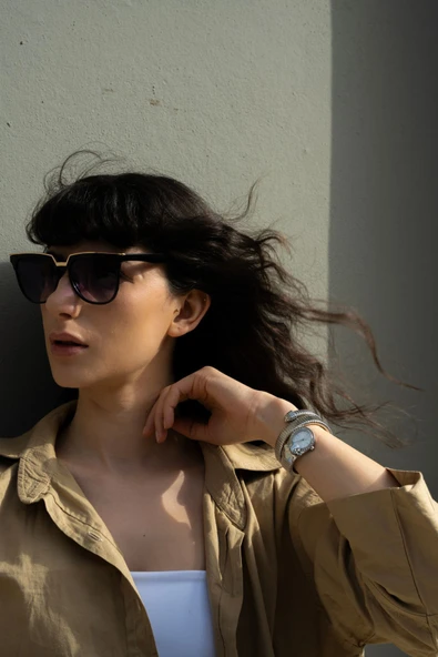 Timeless Zamansız Tasarım Metal Detaylı Siyah Kadın Güneş Gözlüğü - Resim 2