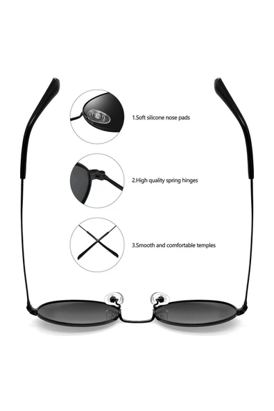 Dass Oval Metal Çerçeve Siyah Kadın Güneş Gözlüğü - Resim 3