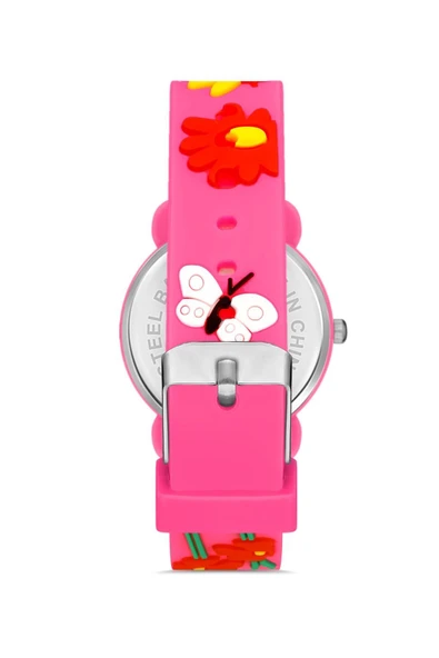 Fuşya Renkli Figürlü Kordon Analog Çocuk Kol Saati - 3
