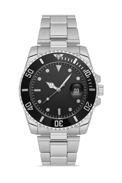 Lüks Takvim Göstergeli Şık Gümüş-siyah Unisex Kol Saati - Resim 2