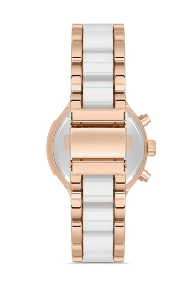 Beyaz Taşlı Dekoratif Kadran Şık Kadın Kol Saati - 3