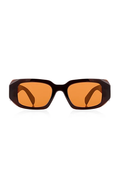 Retro Dikdörtgen Model Elmas Kesim Sap Kahverengi Güneş Gözlüğü - Resim 3