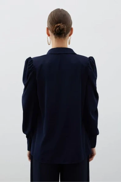 Vatkalı Klasik Gömlek - LACİVERT - 3