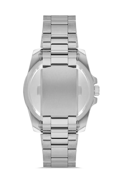 Lüks Takvim Göstergeli Şık Gümüş-siyah Unisex Kol Saati - Resim 3