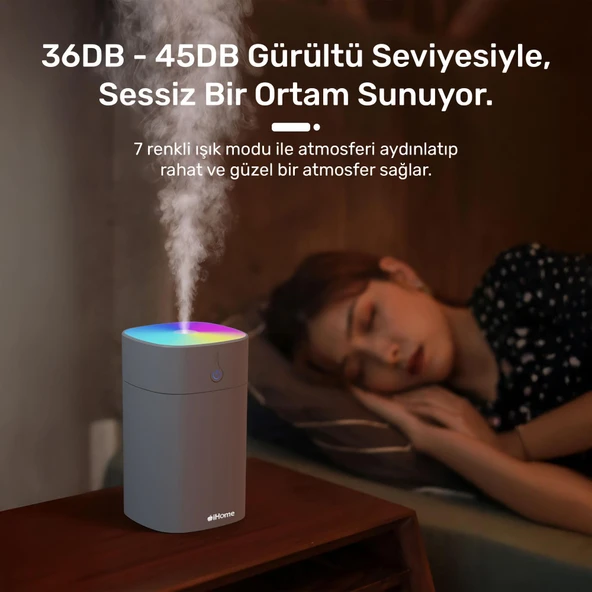 NPO iHome NPD09G 400ml RGB Renkli Aromaterapi Difüzör ve Ultrasonik Hava Nemlendirici Buhar Makinesi - 7