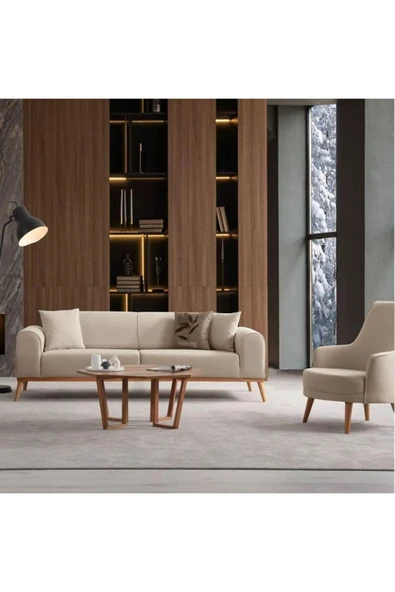 Ak sofa Odessa Koltuk Takımı Sütlü Kahve 3+3+1+1 - 2