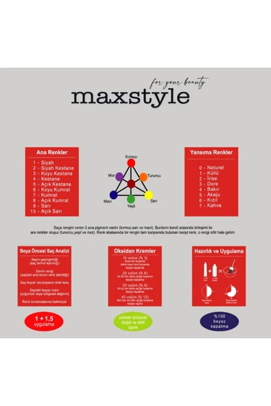 Maxstyle A2625 Argan Keratin 2025/01 Siyah 60 Ml 3 Adet Saç Boyası + 3 Adet 90 Ml Oksidan Set