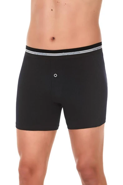 3 Adet Yıldız Erkek Likralı Uzun Boxer Short Siyah 111