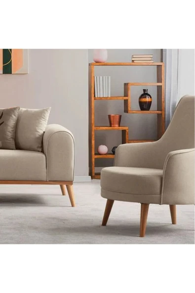 Ak sofa Odessa Koltuk Takımı Sütlü Kahve 3+3+1 - 5