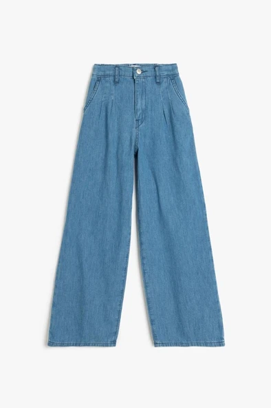 Koton Kız Çocuk Geniş Paça Kot Pantolon Cepli Pamuklu - Wide Leg Jean