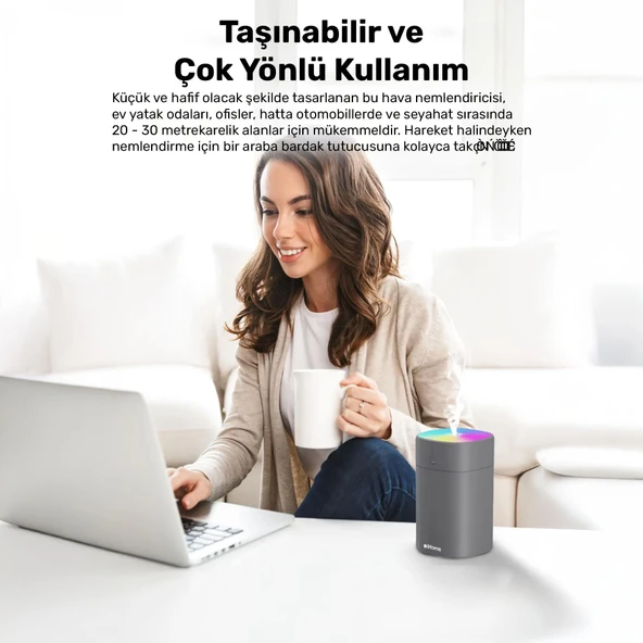 NPO iHome NPD09G 400ml RGB Renkli Aromaterapi Difüzör ve Ultrasonik Hava Nemlendirici Buhar Makinesi - 6