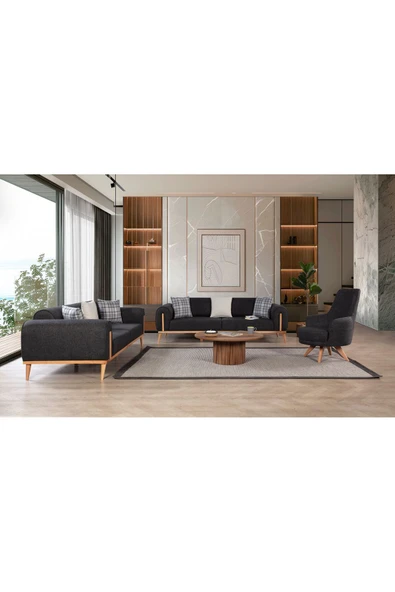 Ak sofa Leon Koltuk Takımı Antrasit 3 3 1 1