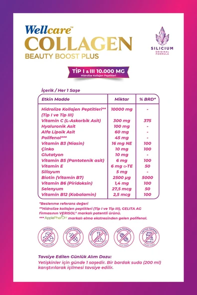 Wellcare Collagen Beauty Boost Plus Saşe Karpuz Aromalı 10.000 Mg - 30 Saşe - 2