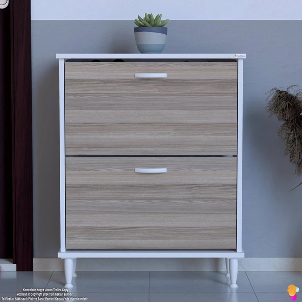 Modilayn UMAY Kapı Önü 72x90x25, 5 cm’ lik 2 Düşer Kapak 4 Göz Bölmeli Ayakkabılık - 4