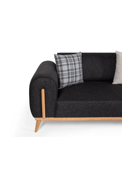 Ak sofa Leon Koltuk Takımı Antrasit 3+3 - 5