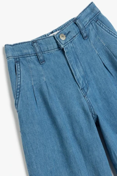Koton Kız Çocuk Geniş Paça Kot Pantolon Cepli Pamuklu - Wide Leg Jean - 3