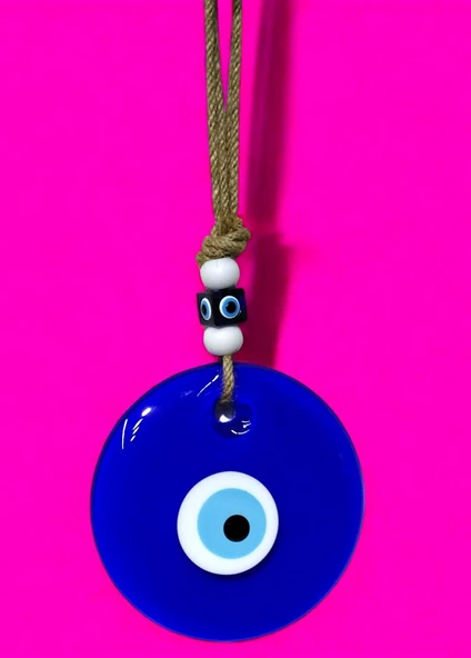 Mavi Cam Nazar Boncuğu Klasik 13 Santimetre Çapında Nazarlık Duvar Süsü - Resim 3