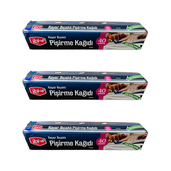 Roll-Up Kayar Bıçaklı Beyaz Yağlı Fırın Tepsi Pişirme Kızartma Kağıdı - 37 Cm. x 40 Metre - 3 Adet - Resim 2