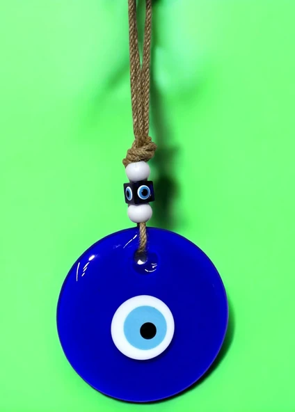 Mavi Cam Nazar Boncuğu Klasik 13 Santimetre Çapında Nazarlık Duvar Süsü - Resim 2