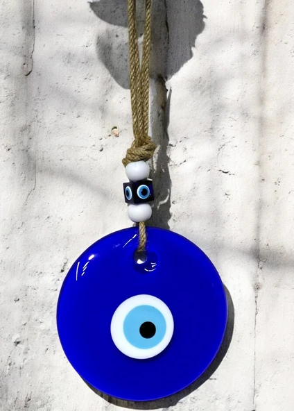 Mavi Cam Nazar Boncuğu Klasik 13 Santimetre Çapında Nazarlık Duvar Süsü - Resim 4