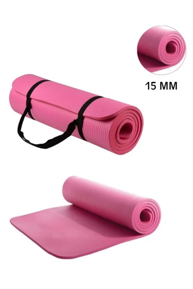 CKSPOR 15 mm Konfor Doku Kaymaz Nbr Mat Taşıma Askılı Pilates Egzerisiz Minderi