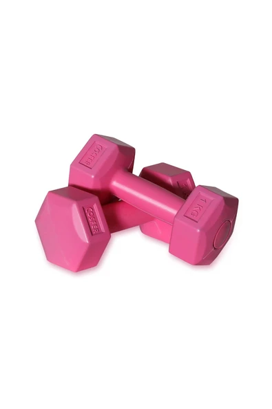 COSFER 1 Kg CKSpor 1 Kg X 2 Adet Plastik Dambıl Seti Pembe Dambıl Seti - 4