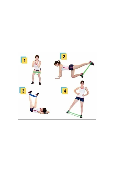 PEKİAL 3'lü Aerobik Bandı Direnç Bandı Pilates Squat Çalışma Lastiği - 4